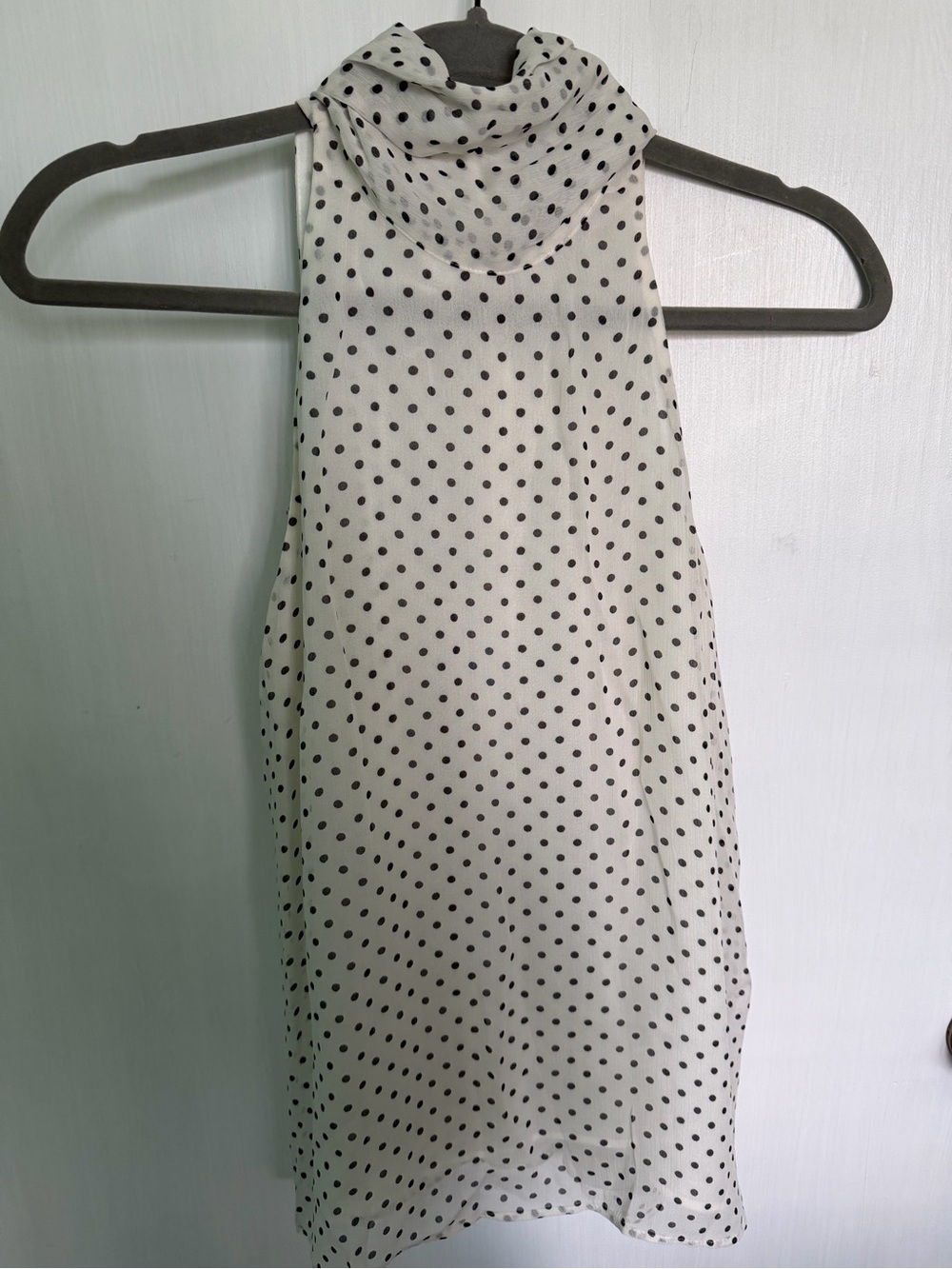 Zara White Halter Top with Black Polka Dots
